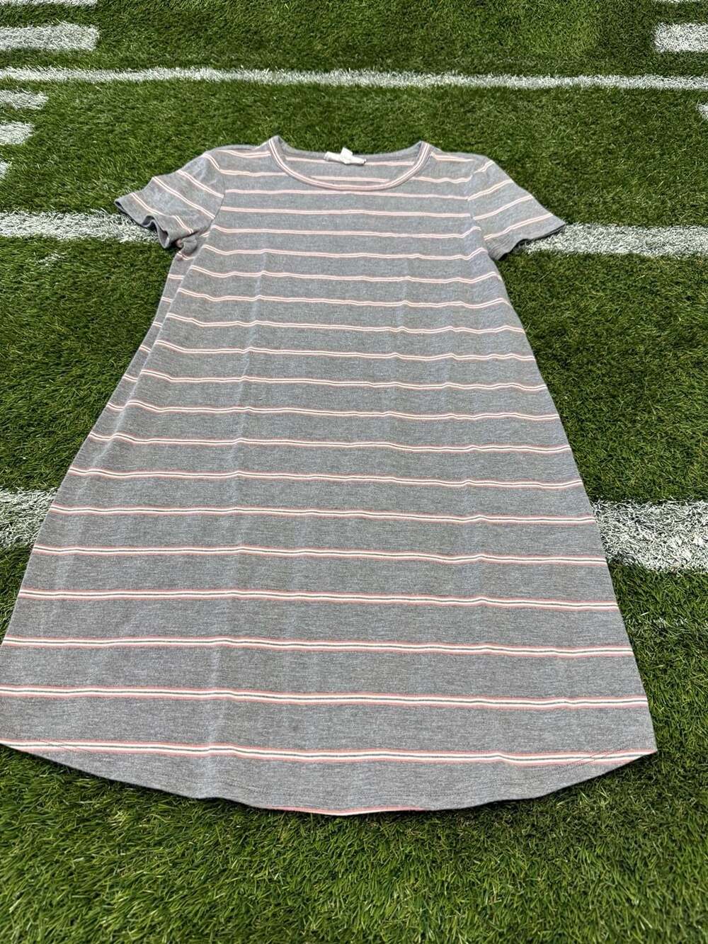 Striped Print Short Sleeve Crew Neck Knit dress